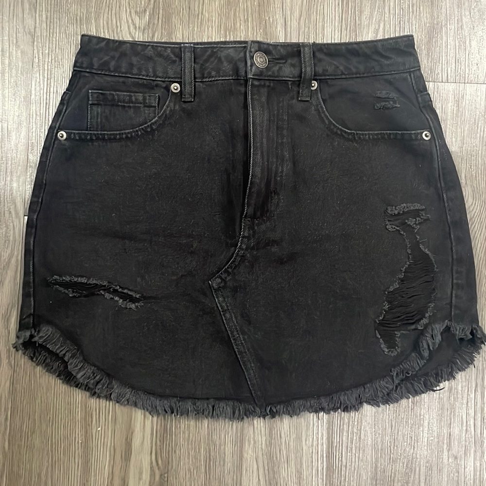 Black Jean Mini Skirt